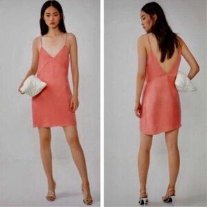 Zara Fillsens Peach Pearlescent  Milkmaid Slip Dress Sexy V Back Blogger Fav  XL